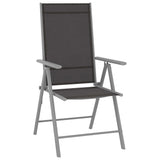 5 Piece Garden Dining Set Aluminium Silver and Black - Side View