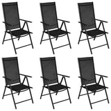 7 Piece Garden Dining Set Aluminium Black - Front View