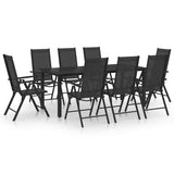 9 Piece Garden Dining Set Aluminium Black