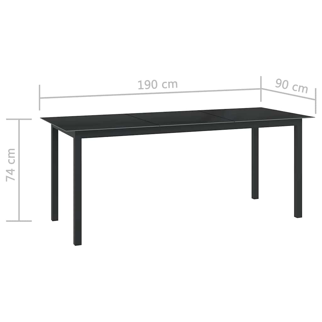9 Piece Garden Dining Set Aluminium Black