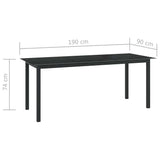 9 Piece Garden Dining Set Aluminium Black - Extra Image