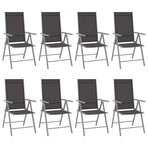 9 Piece Garden Dining Set Aluminium Silver and Black