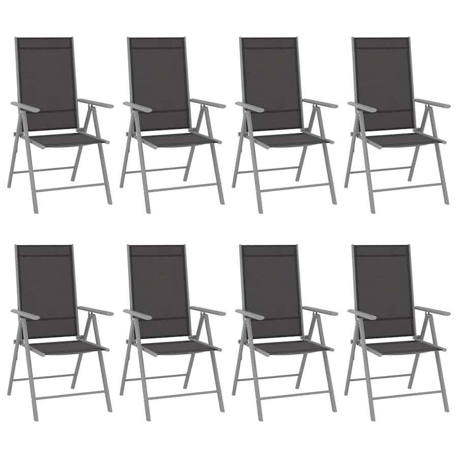 9 Piece Garden Dining Set Aluminium Silver and Black