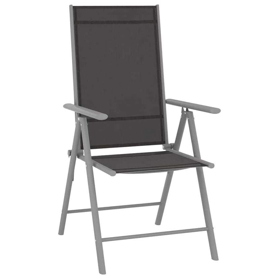 9 Piece Garden Dining Set Aluminium Silver and Black