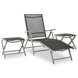 10 Piece Garden Dining Set Black and Silver - Top-Down View