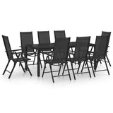 9 Piece Garden Dining Set Aluminium Black