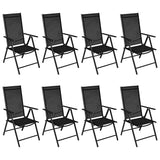 9 Piece Garden Dining Set Aluminium Black - Front View
