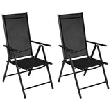3 Piece Bistro Set Aluminium and Textilene Black - Front View