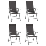 5 Piece Garden Dining Set Aluminium and Textilene Silver - Front View