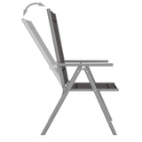 5 Piece Garden Dining Set Aluminium and Textilene Silver - Close-Up Angle