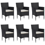7 Piece Garden Dining Set Poly Rattan Black - Side View