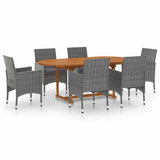 7 Piece Garden Dining Set Poly Rattan Grey