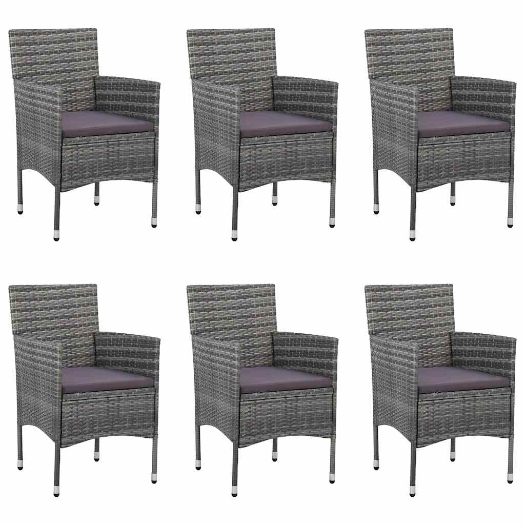 7 Piece Garden Dining Set Poly Rattan Grey