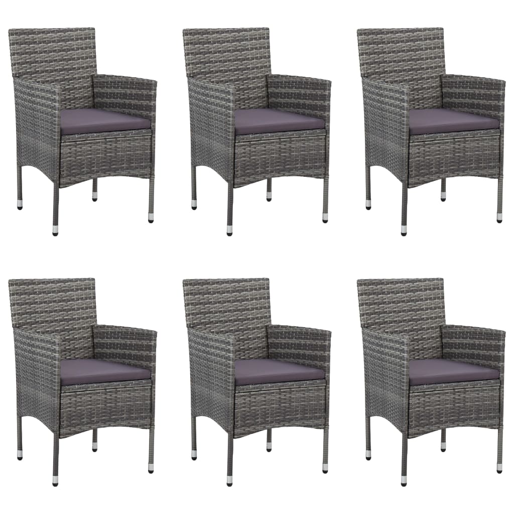 7 Piece Garden Dining Set Poly Rattan Grey