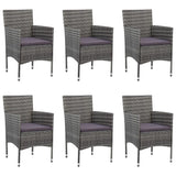 7 Piece Garden Dining Set Poly Rattan Grey - Side View