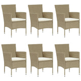 7 Piece Garden Dining Set Poly Rattan Beige