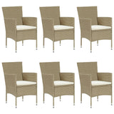 7 Piece Garden Dining Set Poly Rattan Beige - Side View