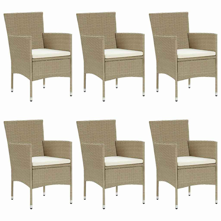 7 Piece Garden Dining Set Poly Rattan Beige