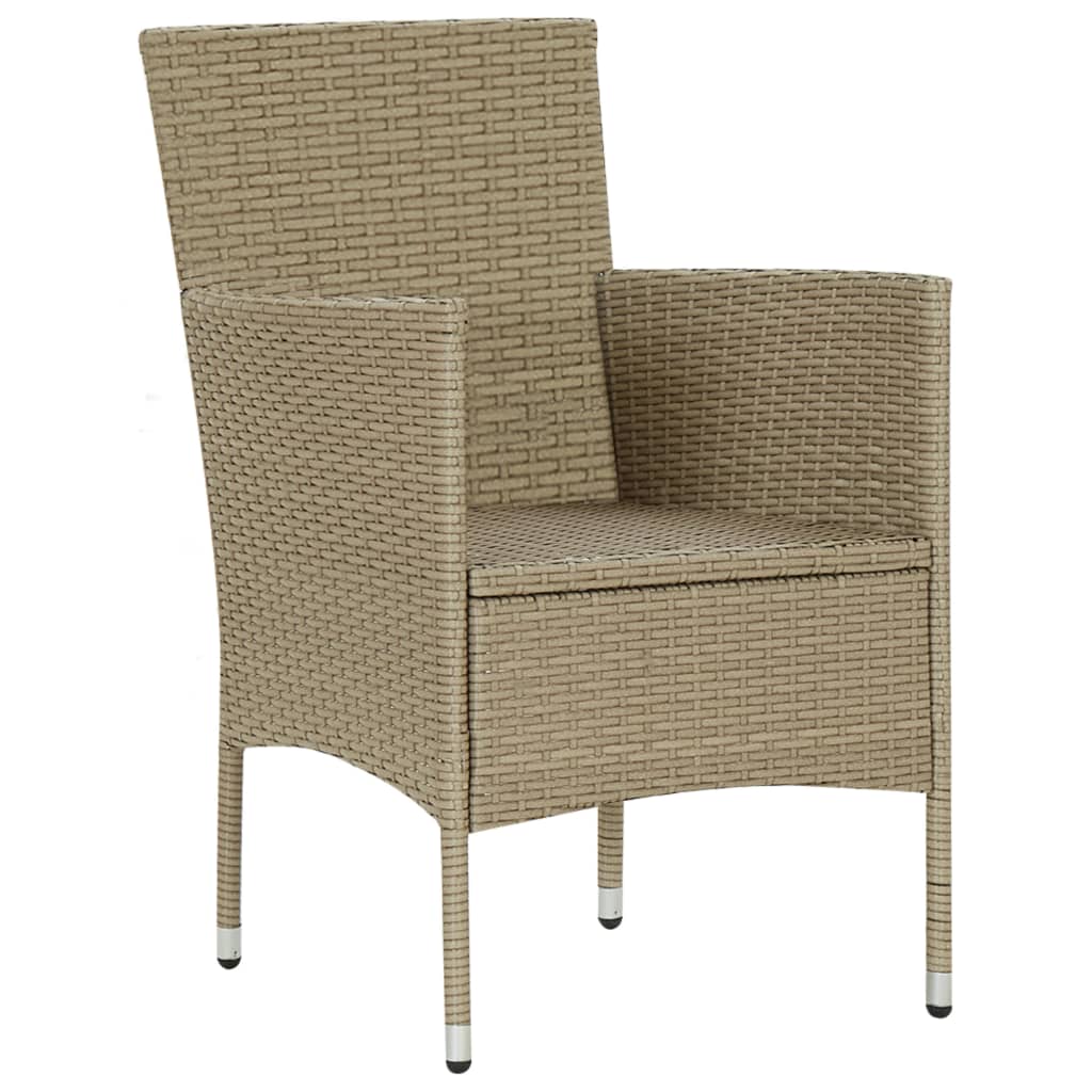 7 Piece Garden Dining Set Poly Rattan Beige