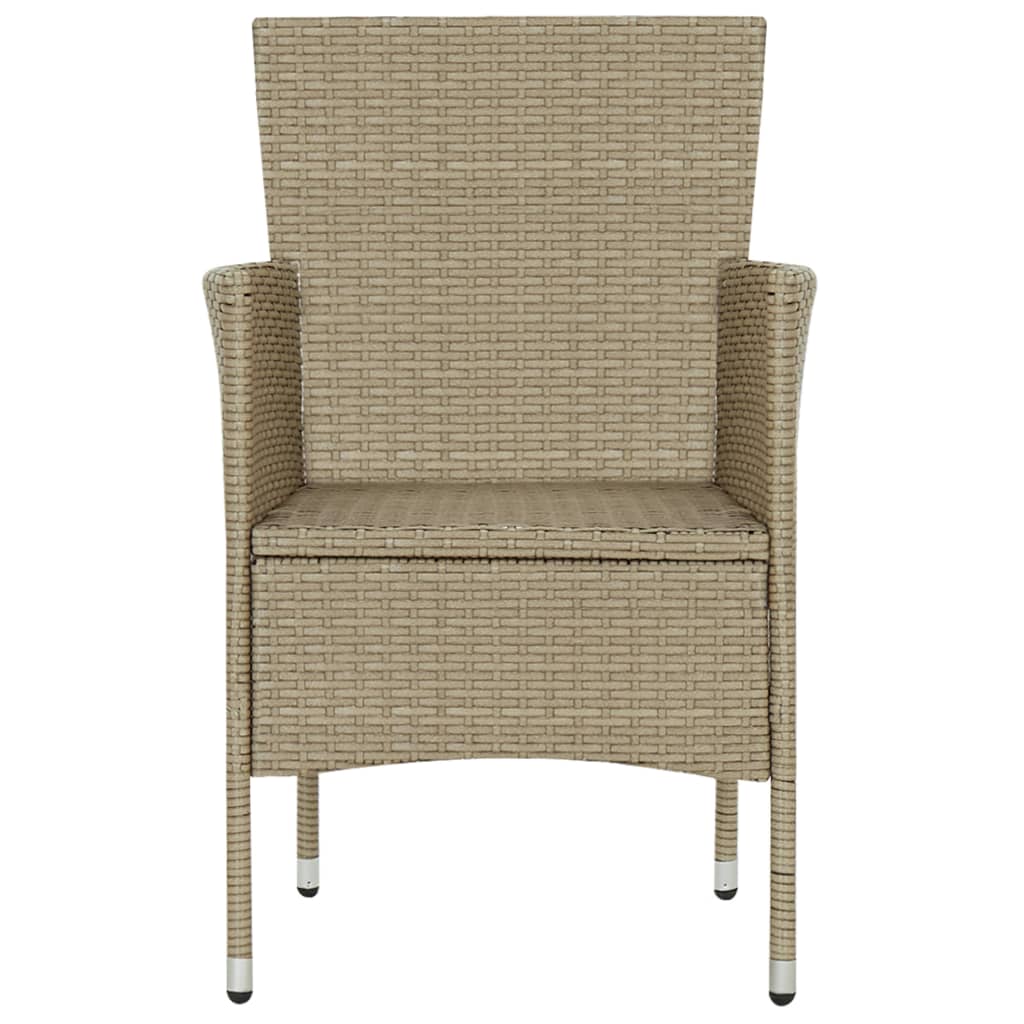 7 Piece Garden Dining Set Poly Rattan Beige
