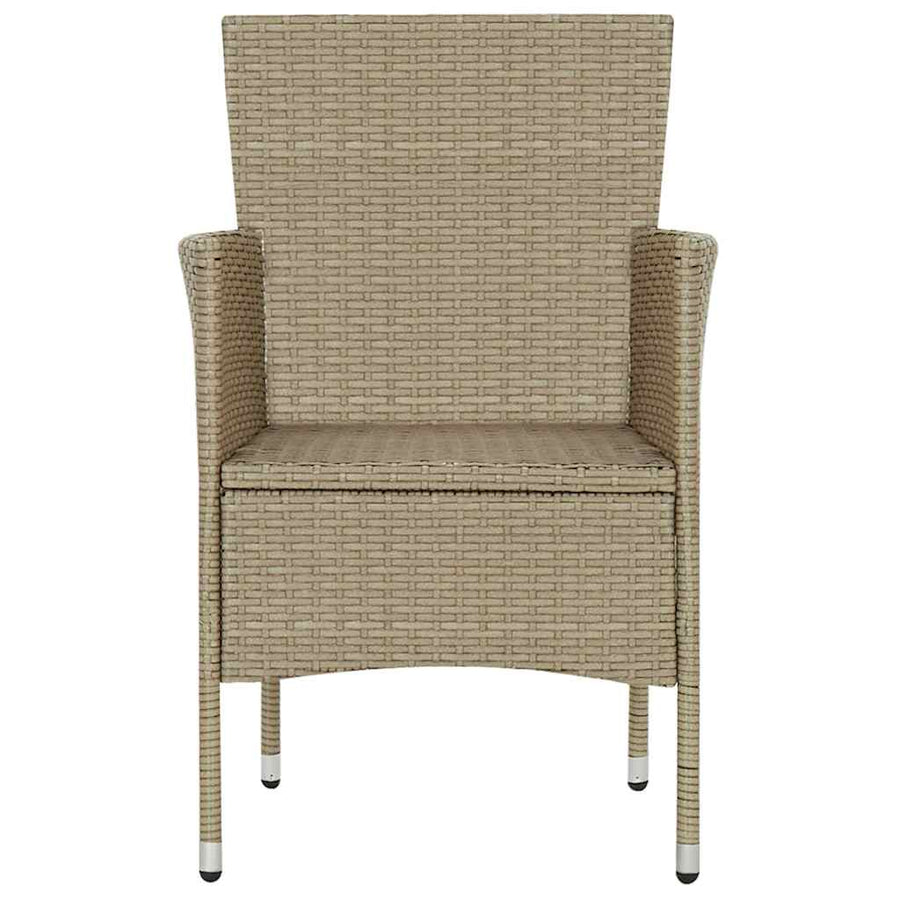 7 Piece Garden Dining Set Poly Rattan Beige