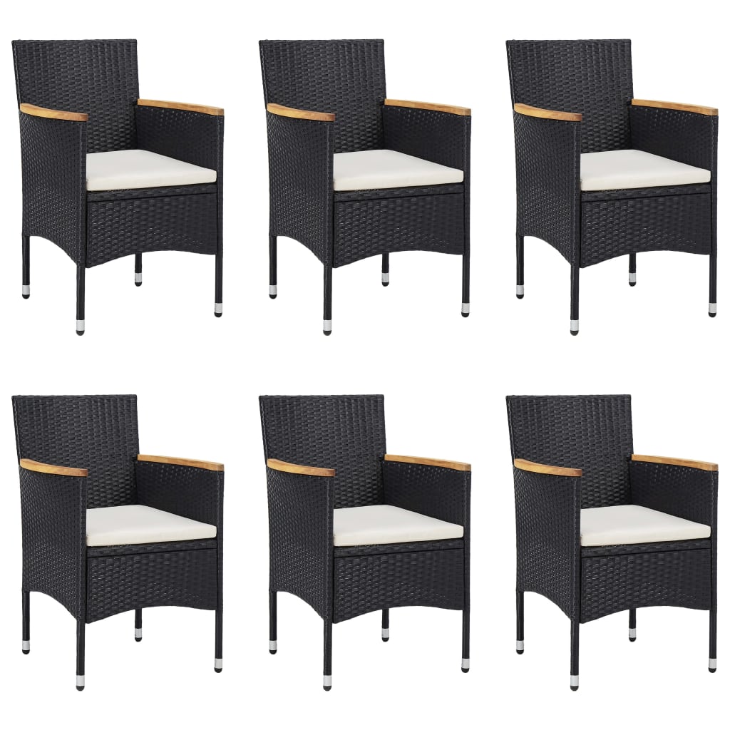 7 Piece Garden Dining Set Poly Rattan Black