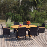 7 Piece Garden Dining Set Poly Rattan Black
