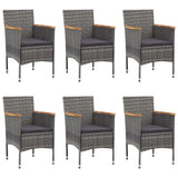 7 Piece Garden Dining Set Poly Rattan Grey