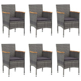 7 Piece Garden Dining Set Poly Rattan Grey - Side View