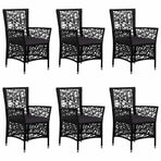 7 Piece Garden Dining Set Poly Rattan Black