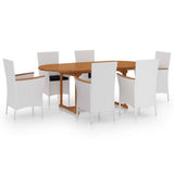 7 Piece Garden Dining Set Poly Rattan White