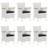 7 Piece Garden Dining Set Poly Rattan White
