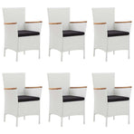 7 Piece Garden Dining Set Poly Rattan White