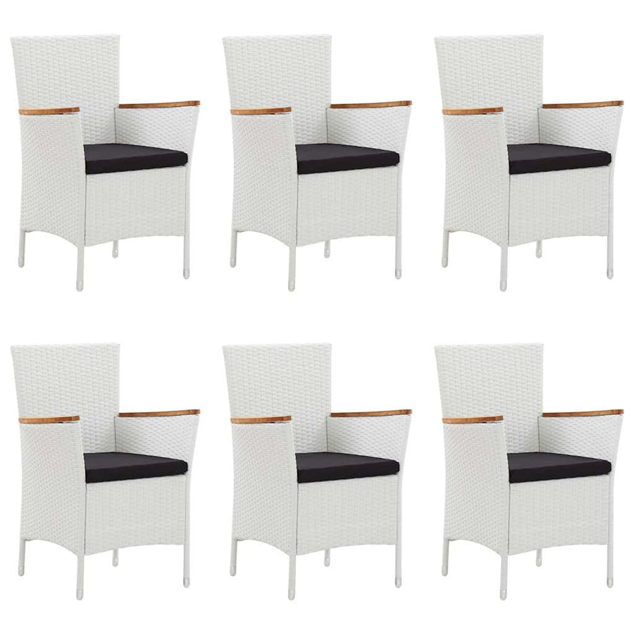 7 Piece Garden Dining Set Poly Rattan White