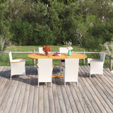 7 Piece Garden Dining Set Poly Rattan White