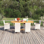 7 Piece Garden Dining Set Poly Rattan White
