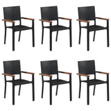 7 Piece Garden Dining Set Poly Rattan Black