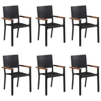 7 Piece Garden Dining Set Poly Rattan Black