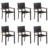 7 Piece Garden Dining Set Poly Rattan Black - Side View