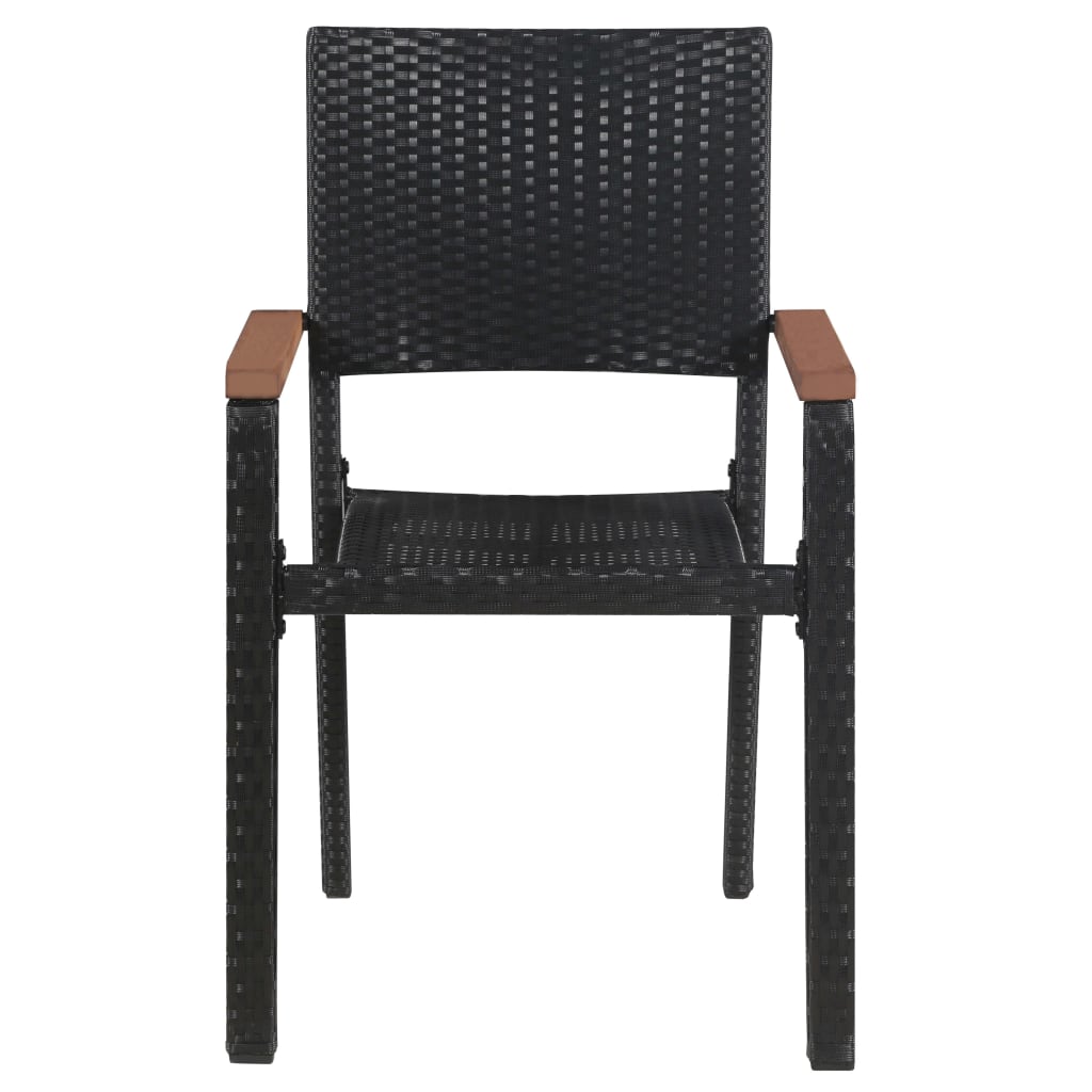 7 Piece Garden Dining Set Poly Rattan Black