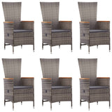 7 Piece Garden Dining Set Poly Rattan Grey