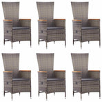 7 Piece Garden Dining Set Poly Rattan Grey