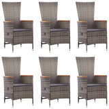 7 Piece Garden Dining Set Poly Rattan Grey - Side View