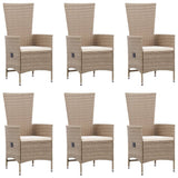 7 Piece Garden Dining Set Poly Rattan Beige