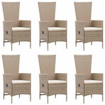 7 Piece Garden Dining Set Poly Rattan Beige