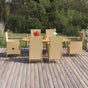 7 Piece Garden Dining Set Poly Rattan Beige