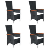 7 Piece Garden Dining Set Poly Rattan Black - Side View