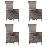 7 Piece Garden Dining Set Poly Rattan Grey