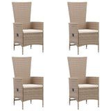 7 Piece Garden Dining Set Poly Rattan Beige