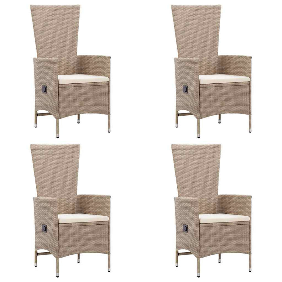 7 Piece Garden Dining Set Poly Rattan Beige